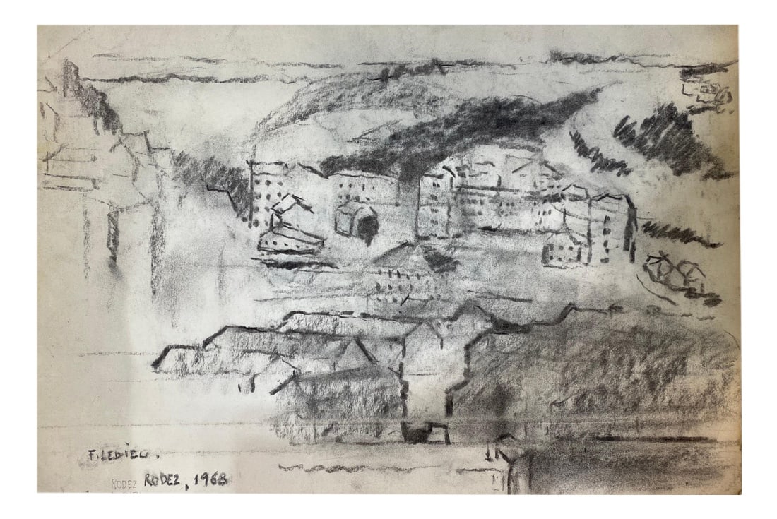 Francine Ledieu, Rodez, 1968, Charcoal on Paper: Charcoal on paper Design Period: 1960 to 1969 Production Period: 1960 to 1969 Detailed Condition: Excellent — This vintage/antique piece is in near original condition. It may show minimal