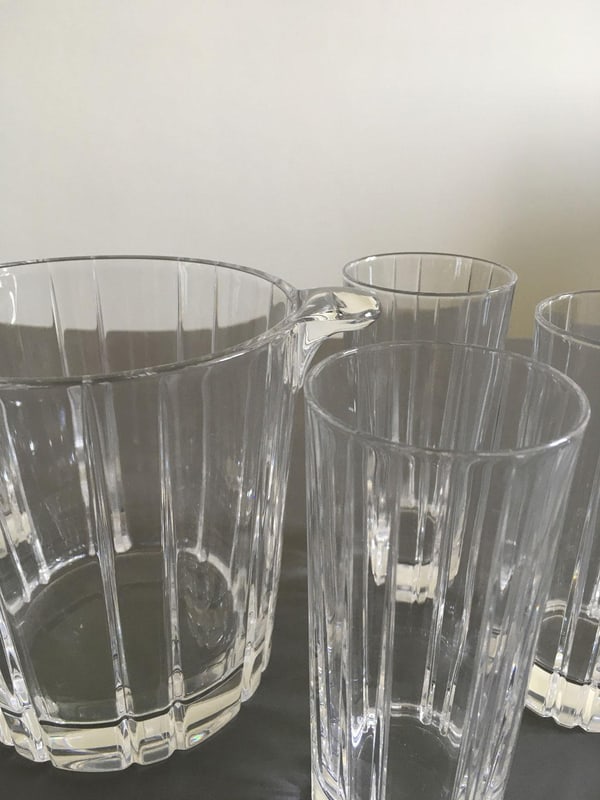 Post-Modern Clear Bar Glasses with Ice Bucket, Set of 6 - 11