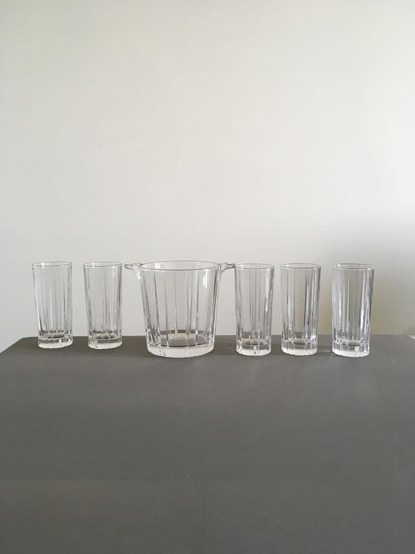 Post-Modern Clear Bar Glasses with Ice Bucket, Set of 6 - 3