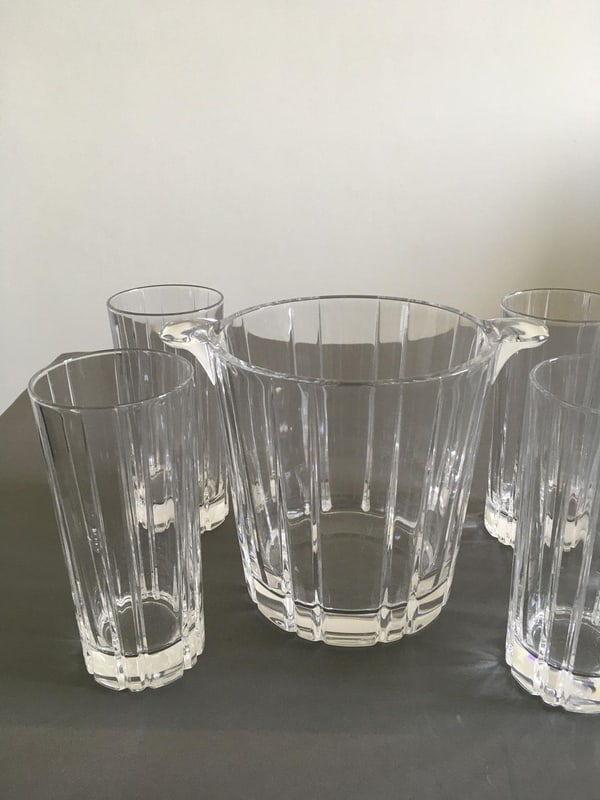 Post-Modern Clear Bar Glasses with Ice Bucket, Set of 6 - 7