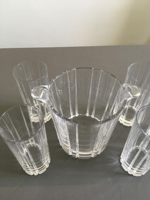 Post-Modern Clear Bar Glasses with Ice Bucket, Set of 6 - 8