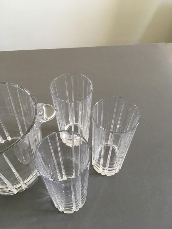 Post-Modern Clear Bar Glasses with Ice Bucket, Set of 6 - 9