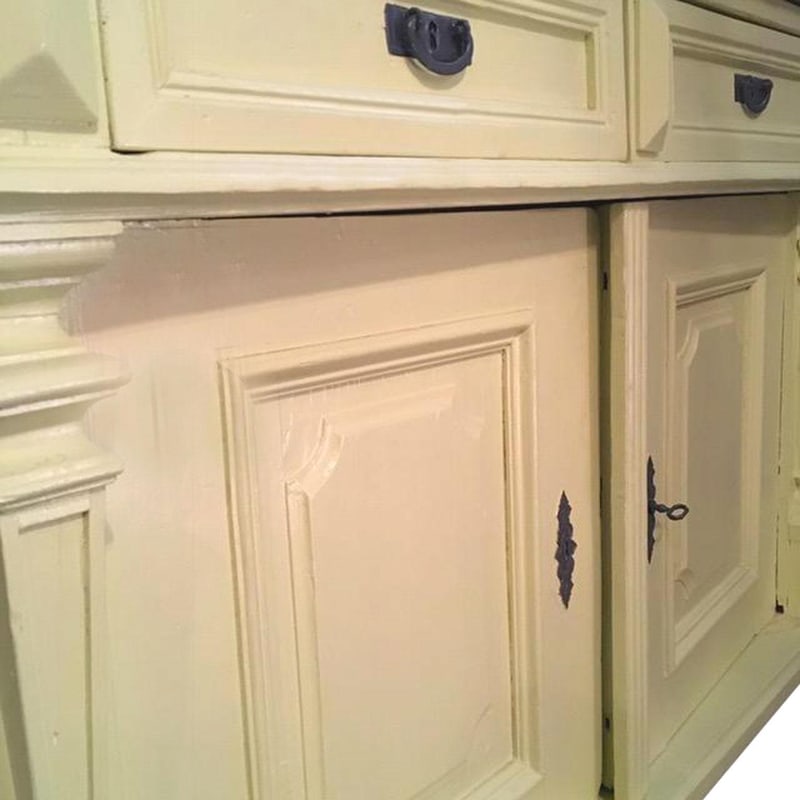 Yellow Wood Buffet with Yellow Glass Shelves, 1850 - 13