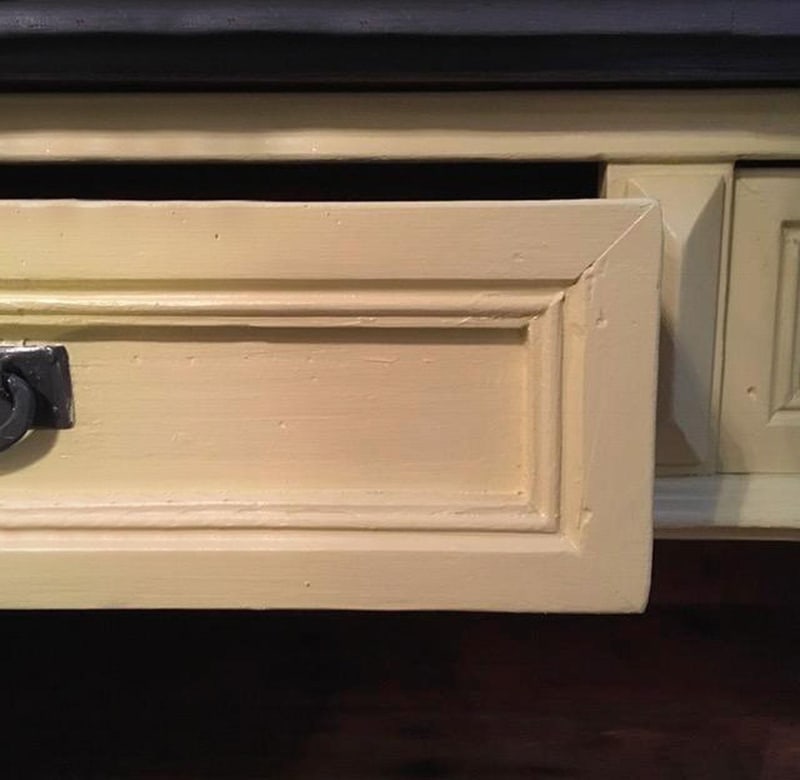 Yellow Wood Buffet with Yellow Glass Shelves, 1850 - 18