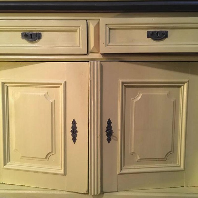 Yellow Wood Buffet with Yellow Glass Shelves, 1850 - 4