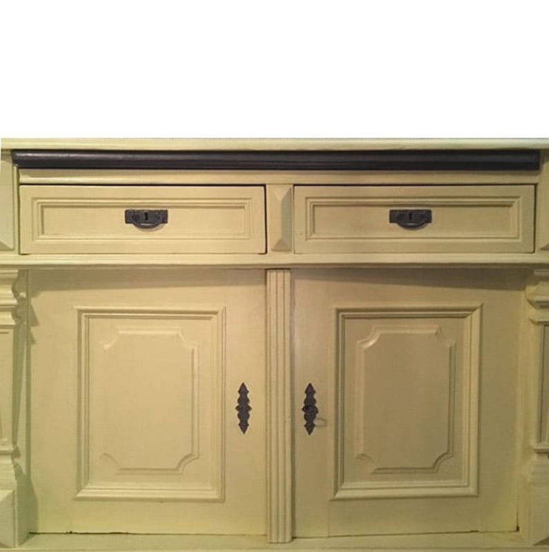 Yellow Wood Buffet with Yellow Glass Shelves, 1850 - 6