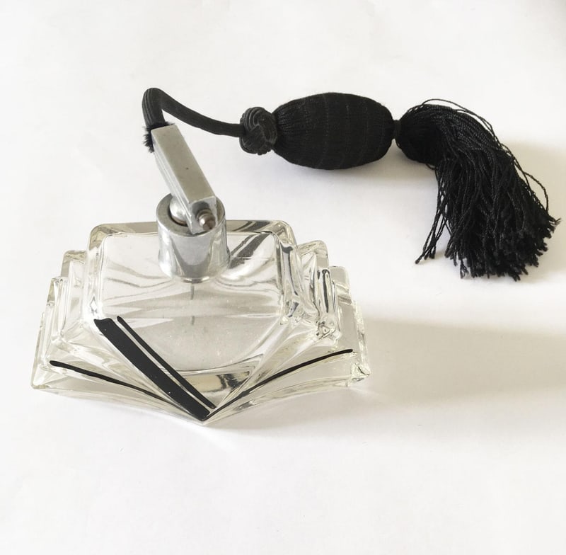 Glass Perfume Sprayer with Black Silk Air Pump, 1930 - 15