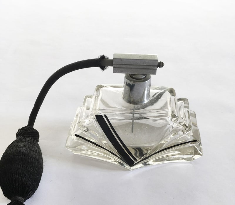Glass Perfume Sprayer with Black Silk Air Pump, 1930 - 5
