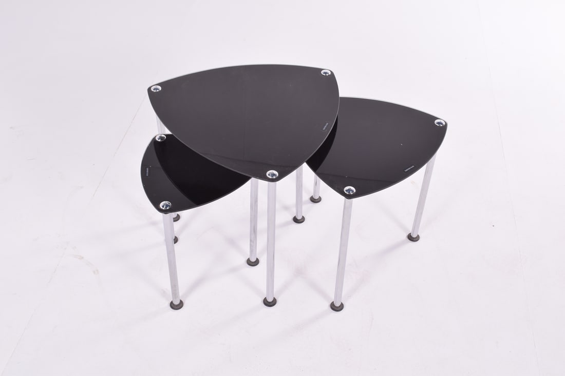 Chrome Plated & Glass Nesting Tables, 1980s, Set of 3 - 7
