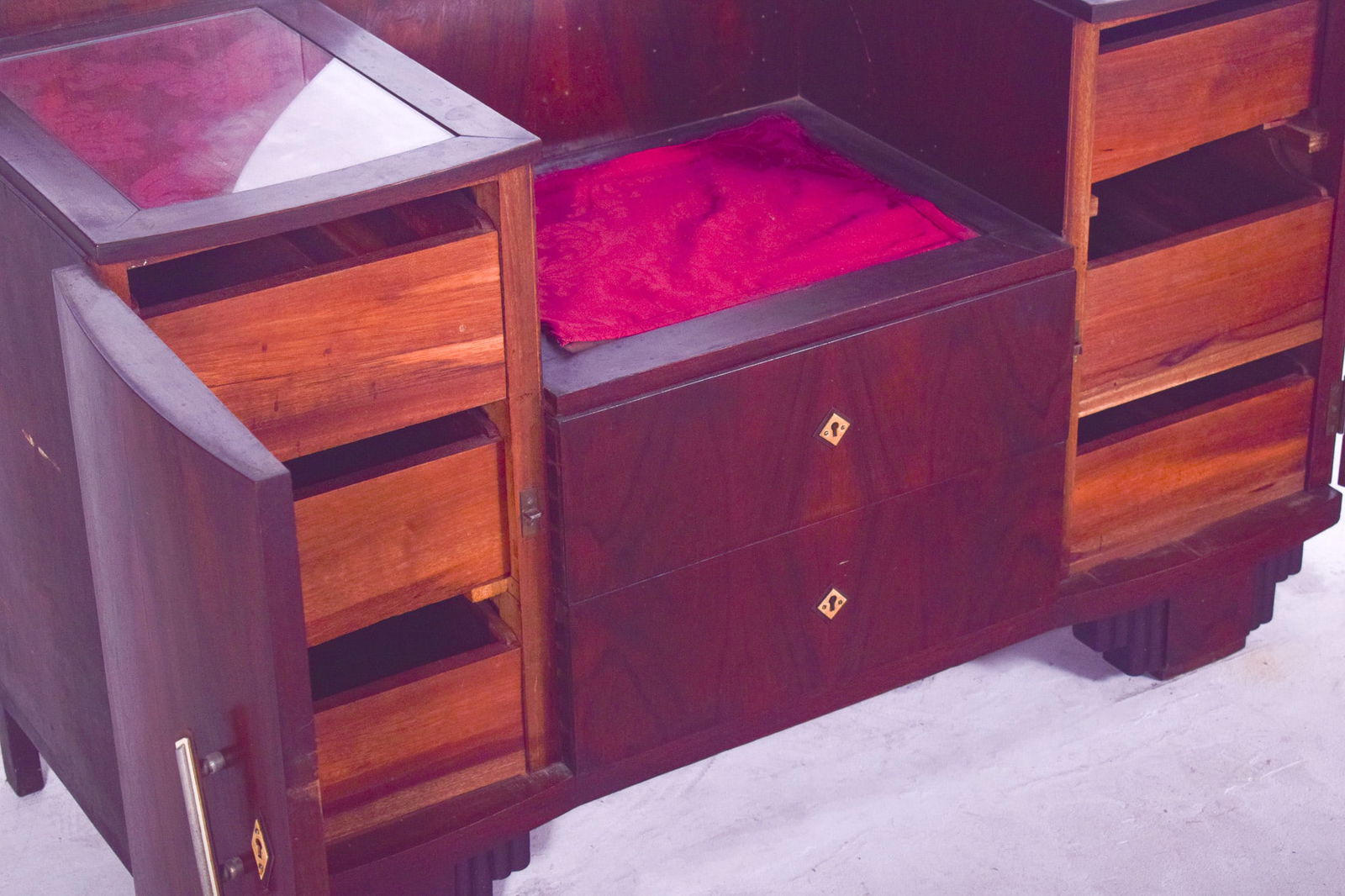 Vintage Art Deco Walnut Dressing Table, 1920s - 10