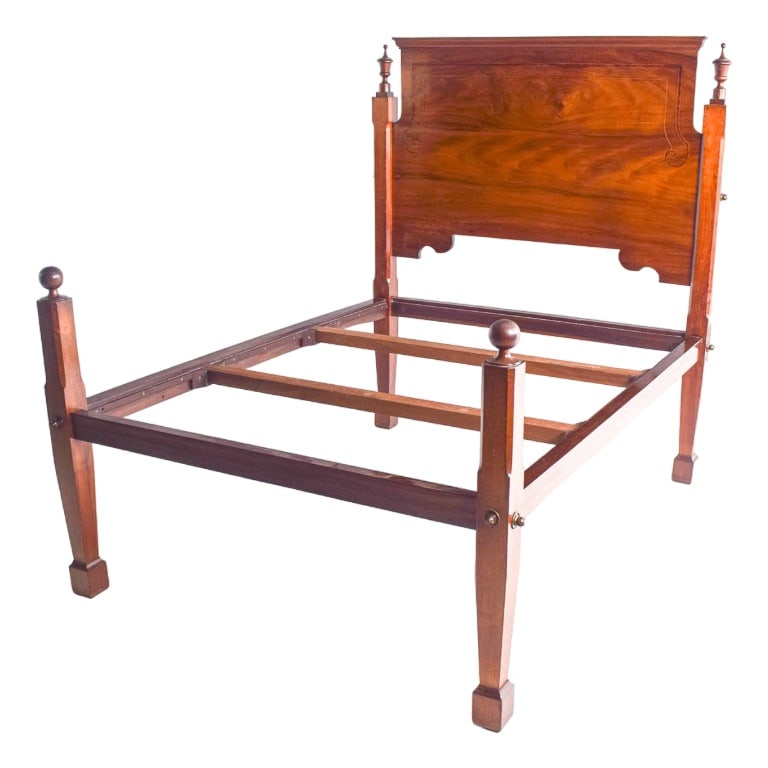 Vintage Portugese Double Bed in Rosewood, 1890: Country of Manufacture: Portugal Design Period: 1890 to 1919 Production Period: Unknown Detailed Condition: Very Good — This vintage/antique item has no defects, but it may show slight traces