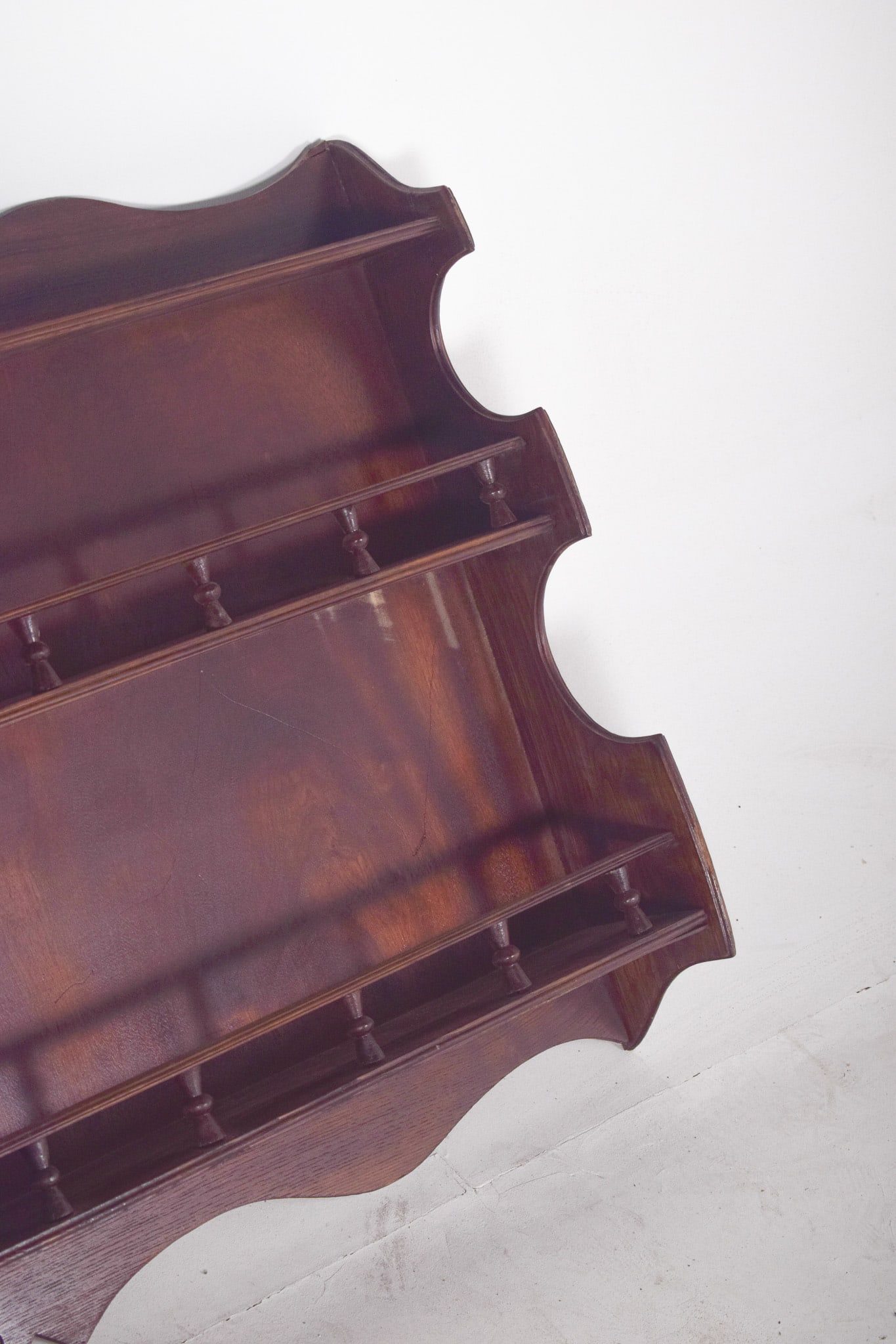 Wooden Plate Rack with Carved Floral Motifs, 1950 - 4
