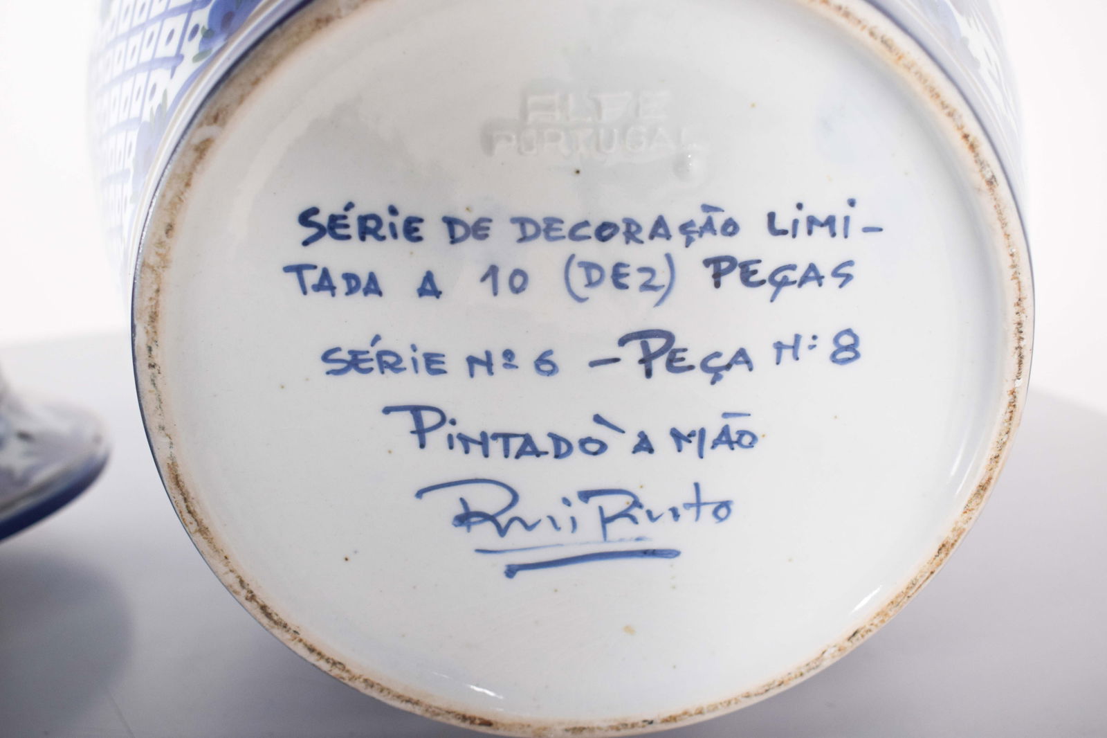 Vase with Lid in Alfe Porcelain, Portugal, 1950s - 9