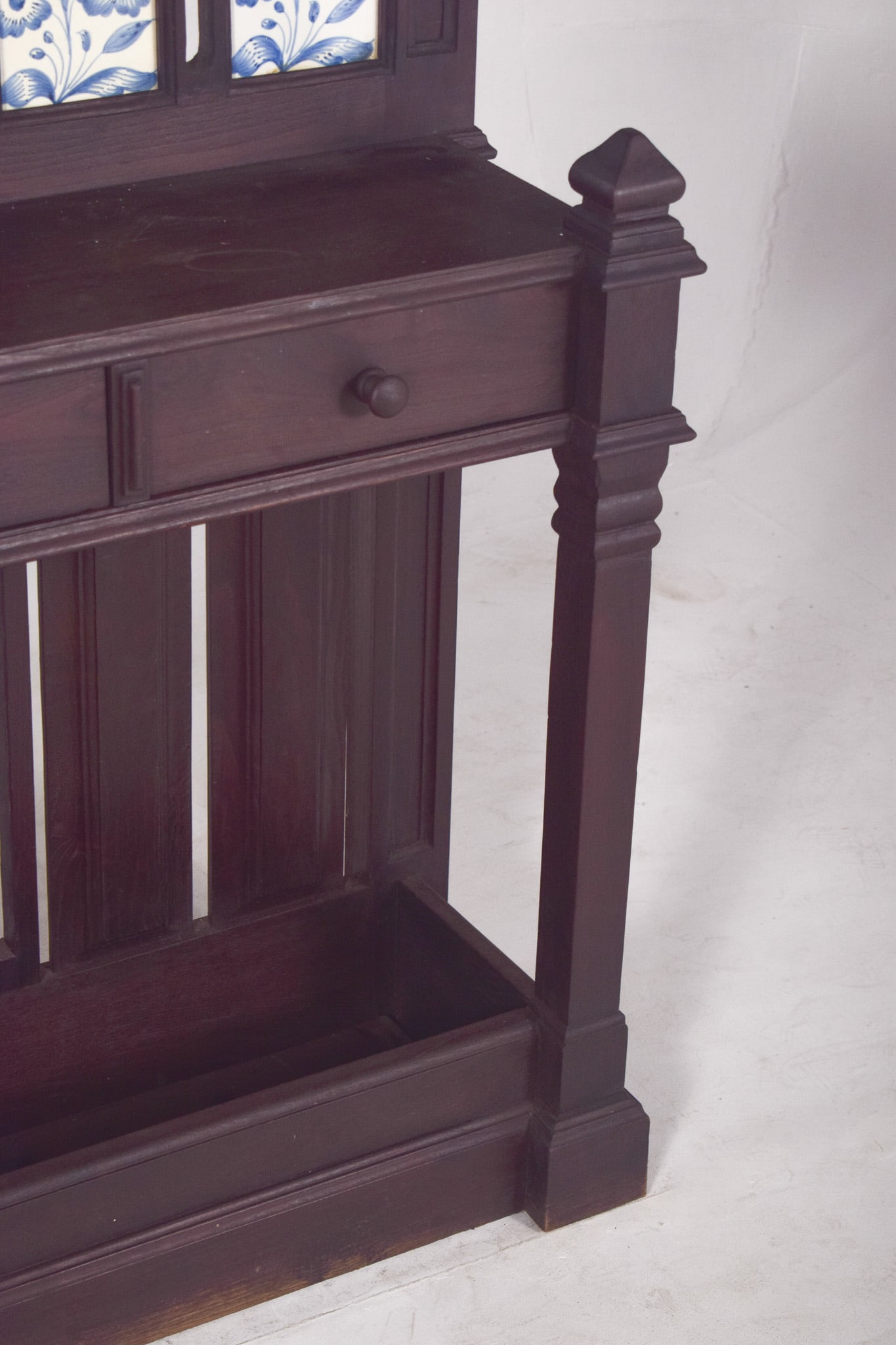 Portuguese Coat Rack with Tiles and Mirror, 1920s - 3
