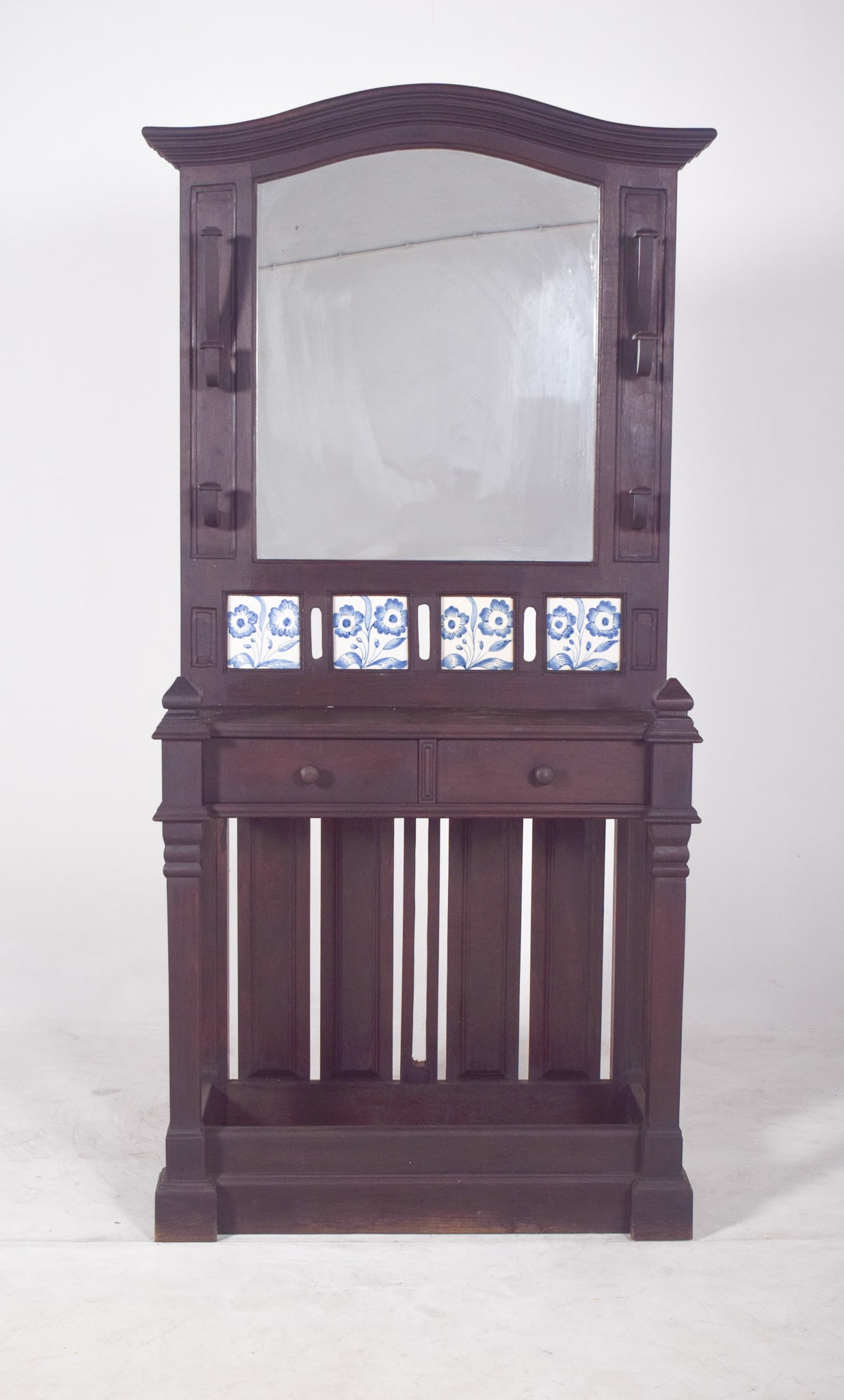 Portuguese Coat Rack with Tiles and Mirror, 1920s - 6