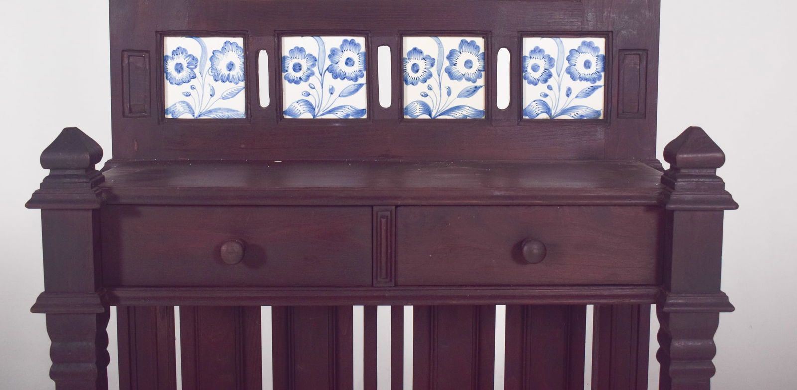 Portuguese Coat Rack with Tiles and Mirror, 1920s - 7