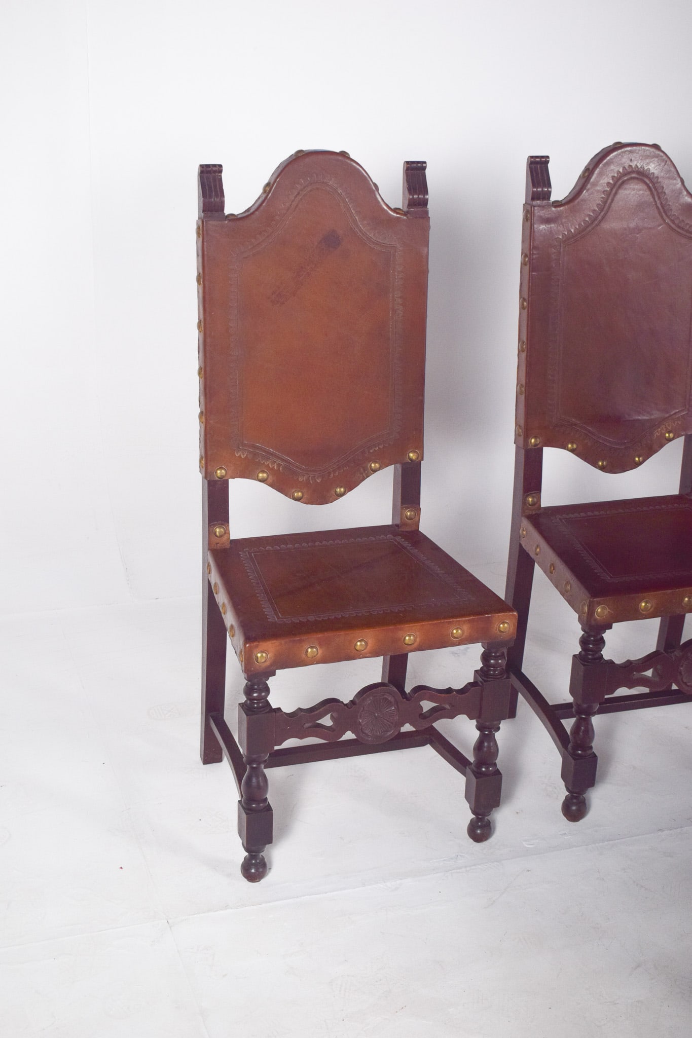 Dining Chairs with Leather Seats and Backs, Set of 5 - 5