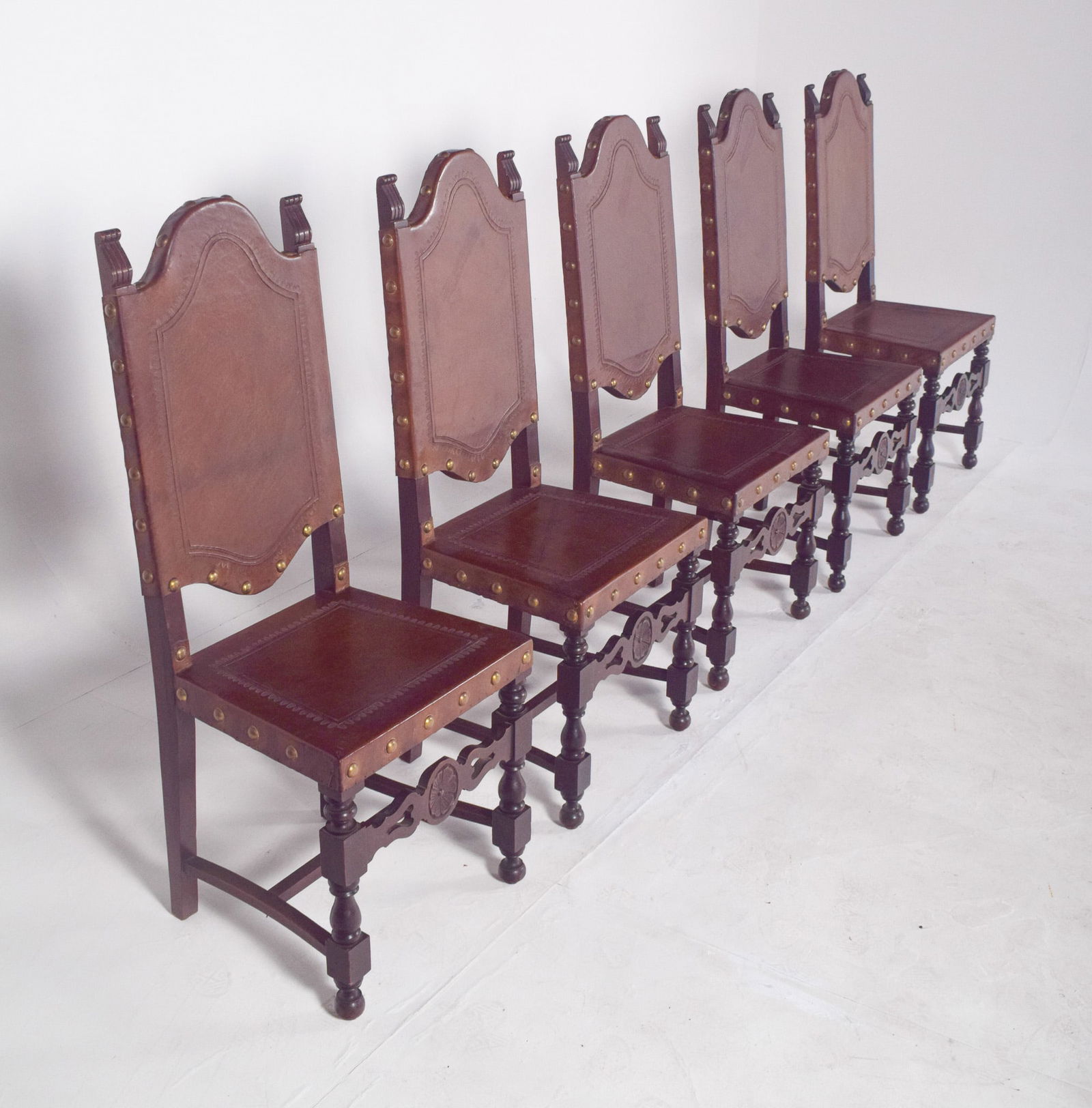 Dining Chairs with Leather Seats and Backs, Set of 5 - 8
