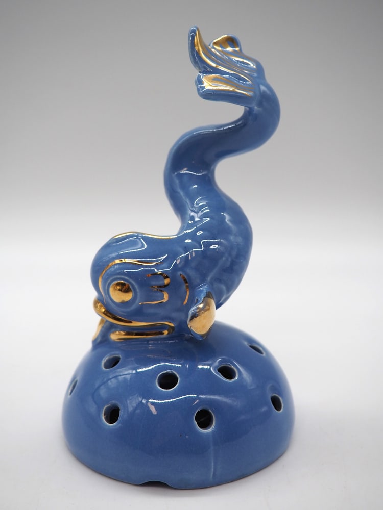 Sapphire Bowl with Fish by Arthur Percy, Set of 2 - 12