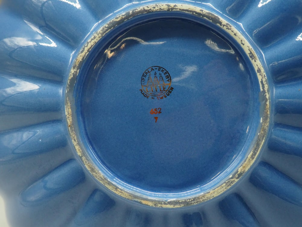 Sapphire Bowl with Fish by Arthur Percy, Set of 2 - 14