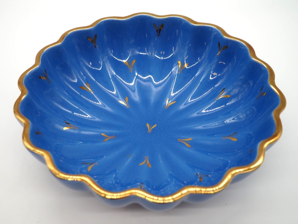 Sapphire Bowl with Fish by Arthur Percy, Set of 2 - 5