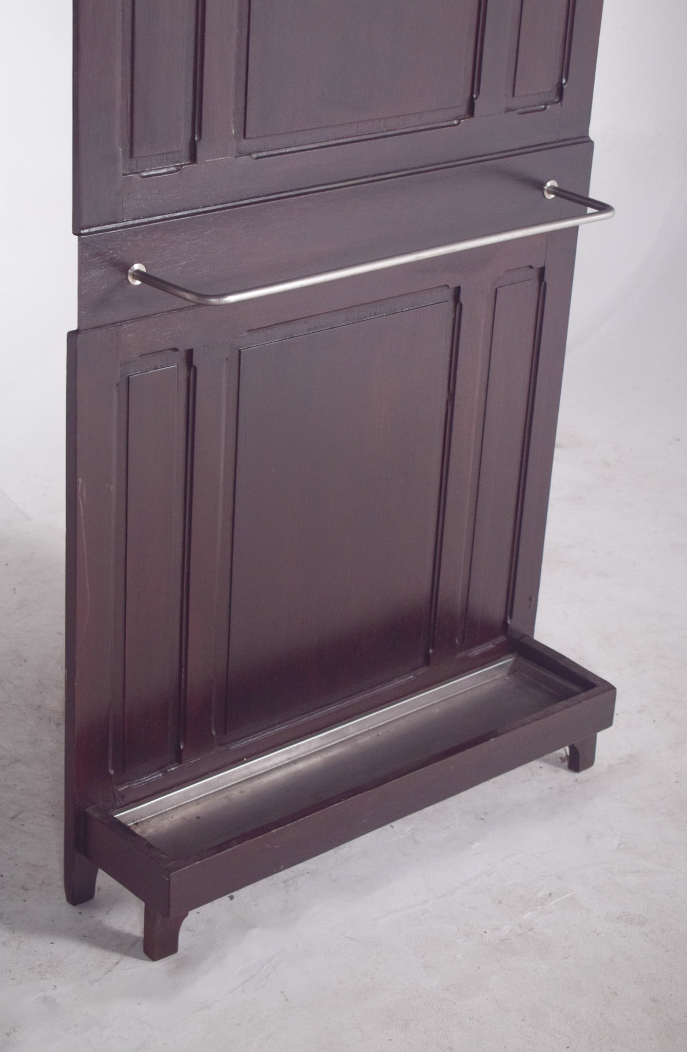 Vintage Coat Rack with Mirror in Wood, 1920s - 6