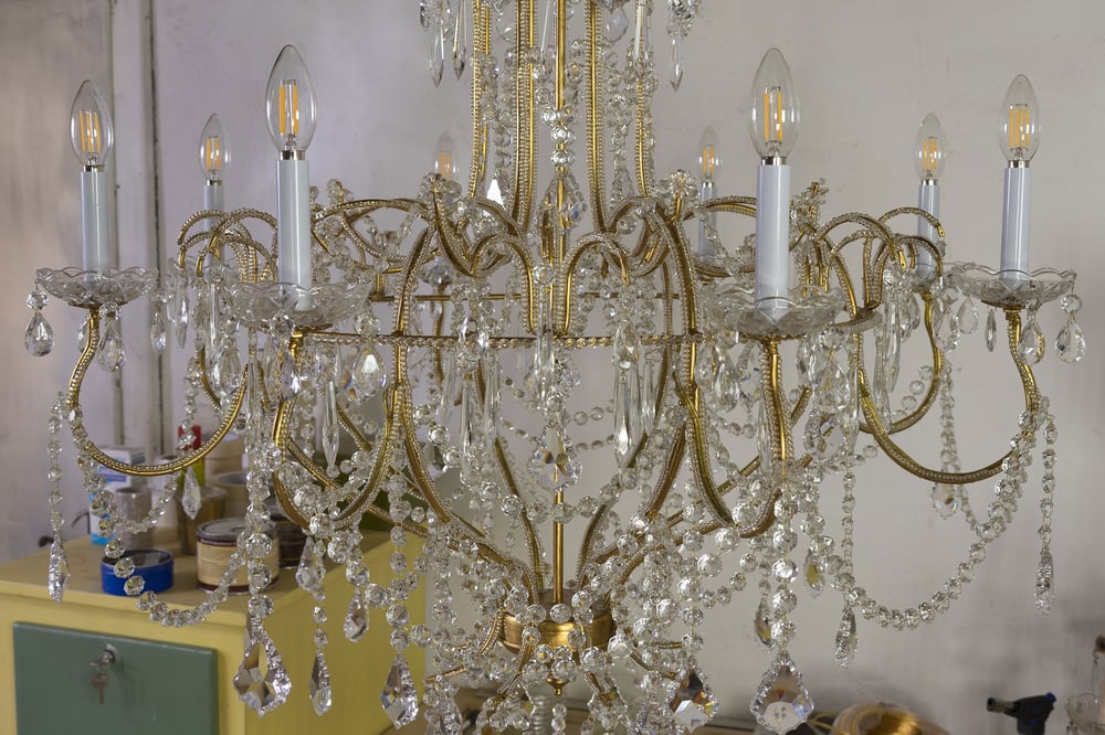 Vintage Chandelier in Golden Metal, 1980s - 10