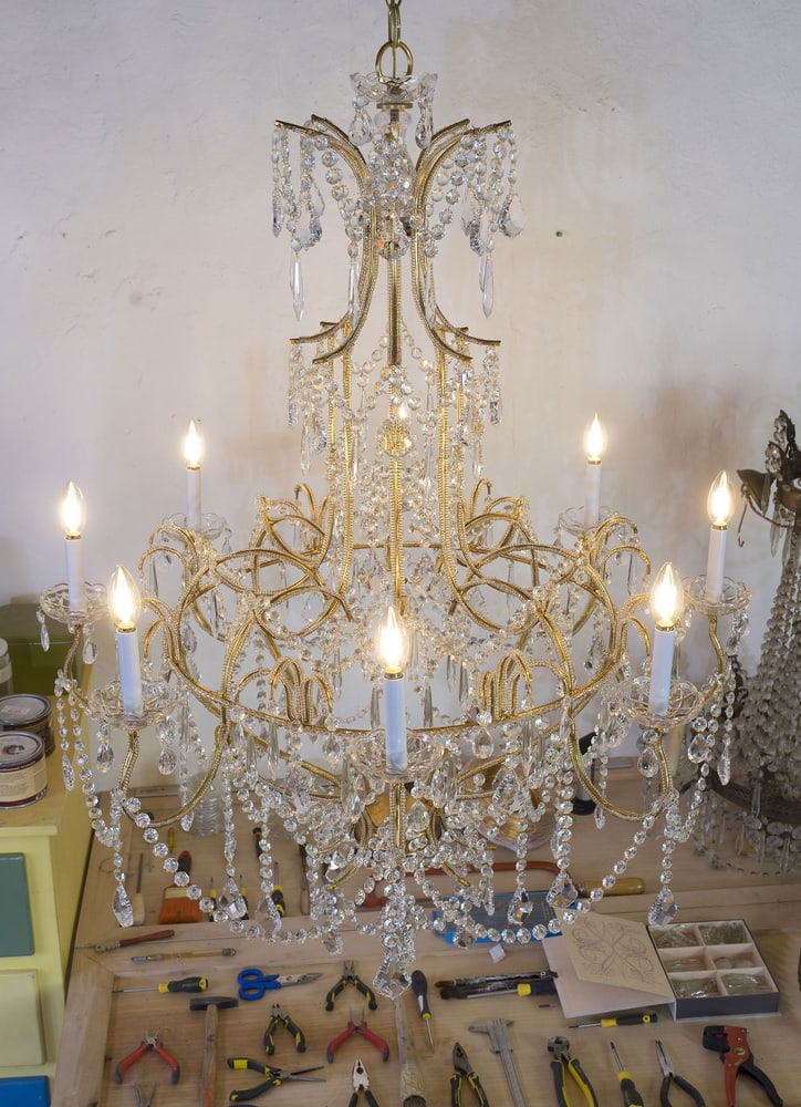 Vintage Chandelier in Golden Metal, 1980s - 12