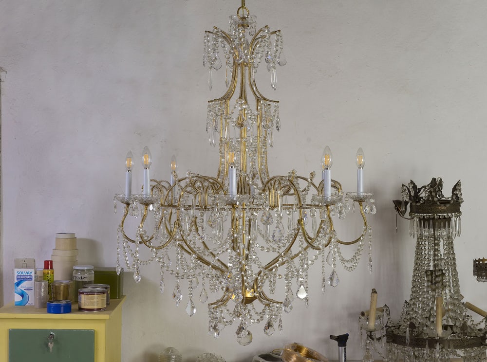 Vintage Chandelier in Golden Metal, 1980s - 13