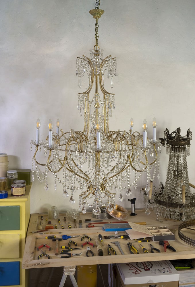 Vintage Chandelier in Golden Metal, 1980s - 15