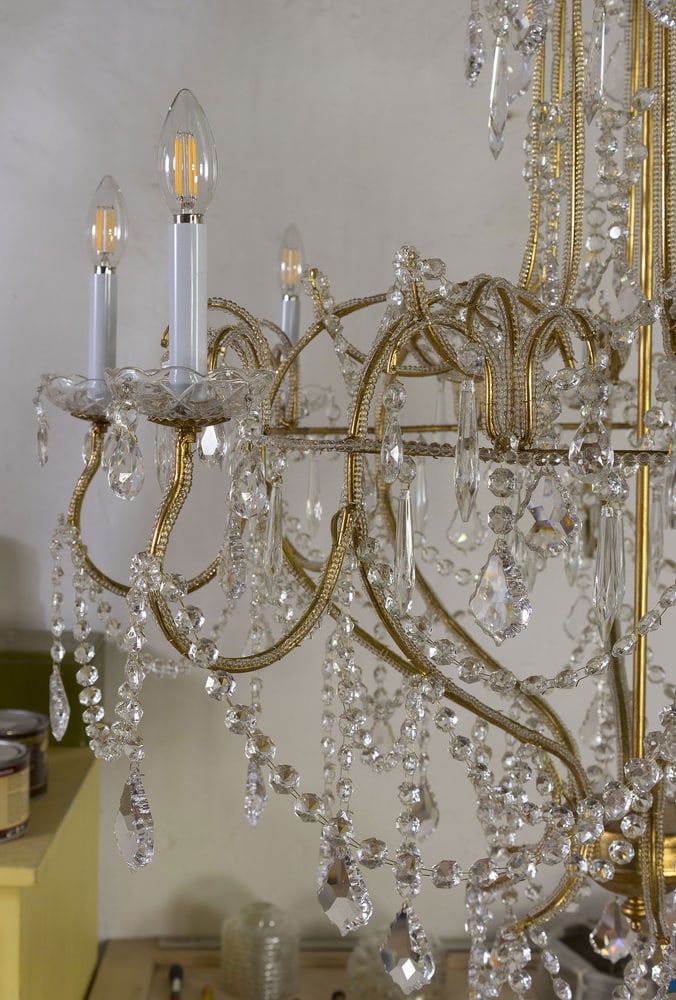Vintage Chandelier in Golden Metal, 1980s - 5