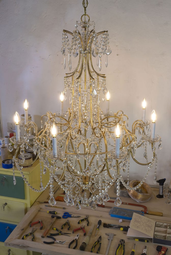 Vintage Chandelier in Golden Metal, 1980s - 8