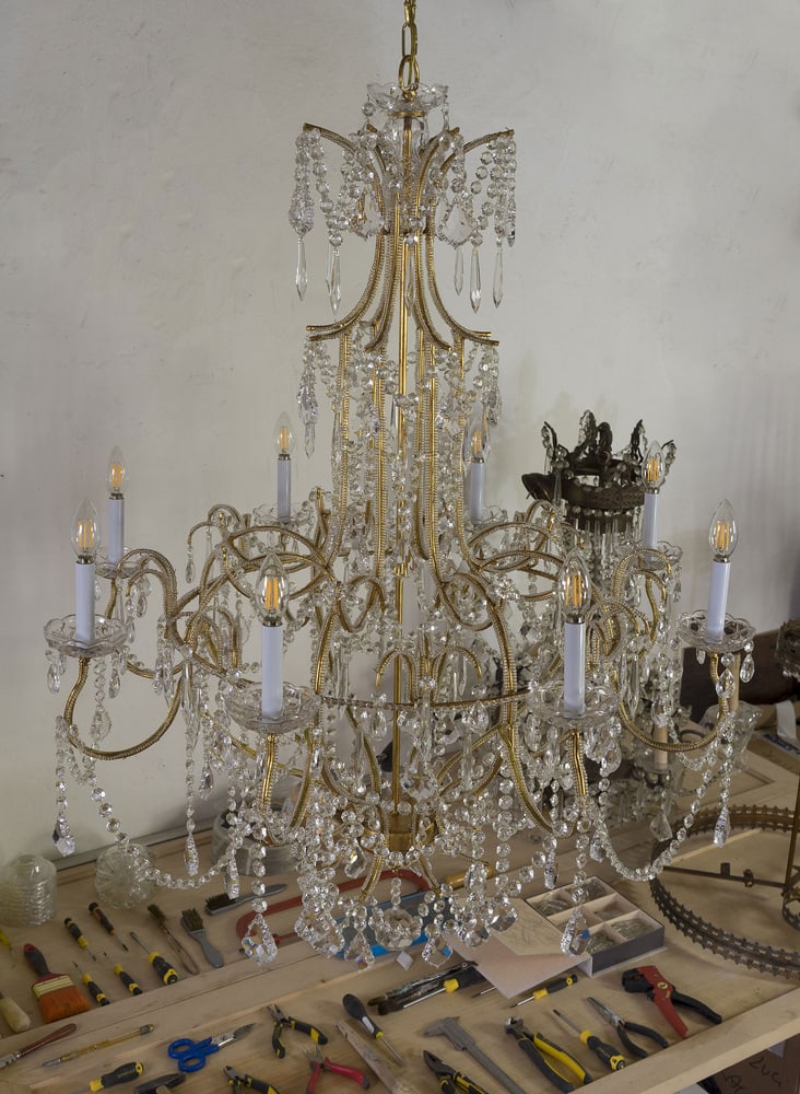Vintage Chandelier in Golden Metal, 1980s - 9