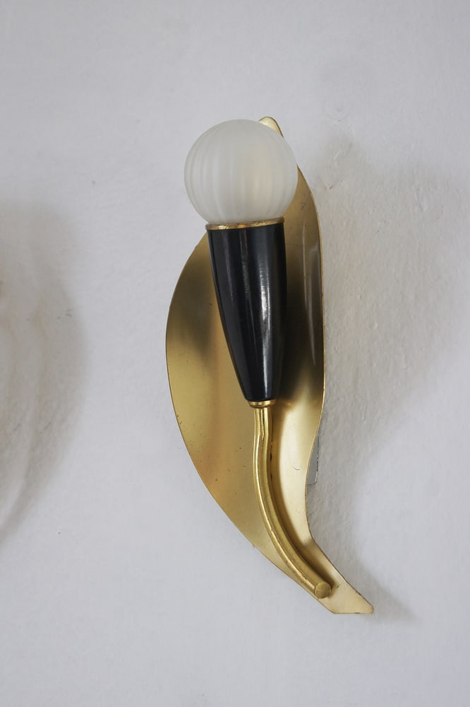 Leaf Shaped Brass Sconces, Italy, 1950s, Set of 2 - 3