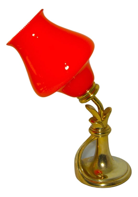 Lamp with Murano Glass Shade from Peill & Putzler: A fantastic and rare accent lamp, realized in the legendary "Peill & Putzler" lighting ateliers.Extremely rare and most sought after "Magnolia" series, made of polished brass, elegantly