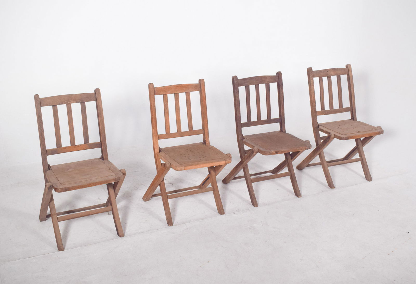 Wooden Folding Chairs, 1950, Set of 4 - 2