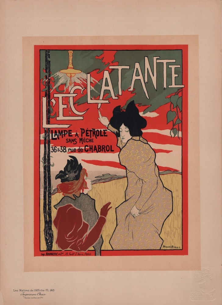 Manuel Robbe, L'Eclatante, 1898, Lithograph: Manuel Robbe (1872 - 1936)L'EclatanteYear of ideation: 1895Year of printing: 1898Lithograph on wove paperPublisher: ChaixSigned in the plate, lower rightfrom the famous collection "Les Maîtres
