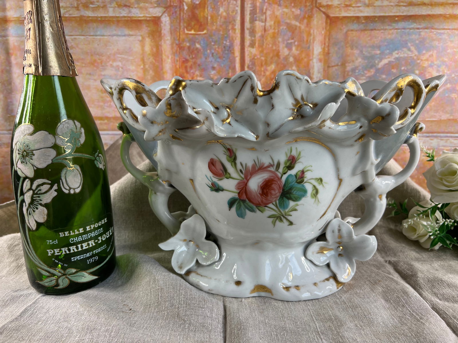 Large Antique Slip Groom Vase - 11