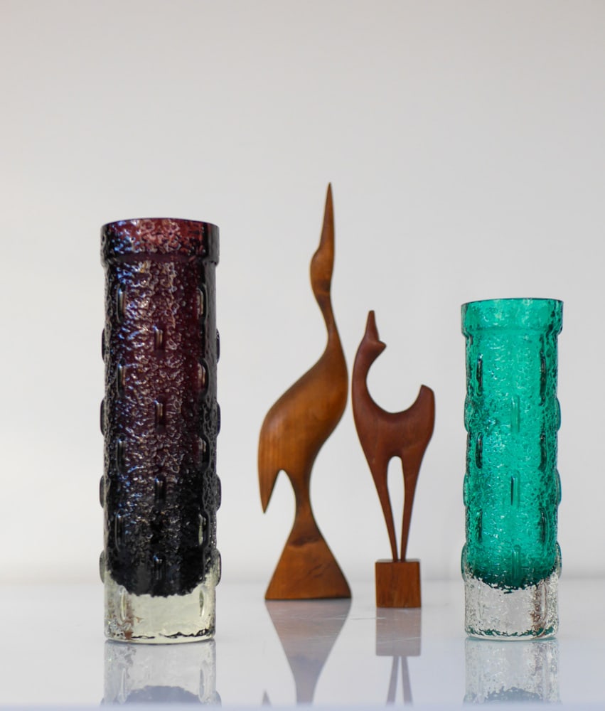 Glass Vases by Aladin for Riihimäen Lasi, Set of 2 - 4