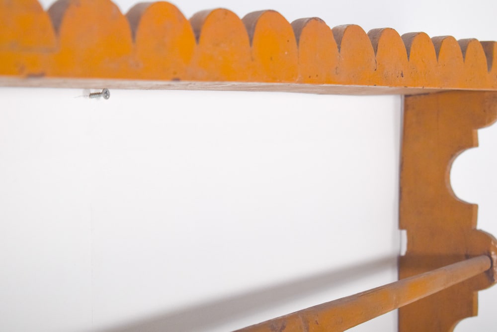 Rustic Portuguese Yellow Wooden Plate Rack, 1950 - 5