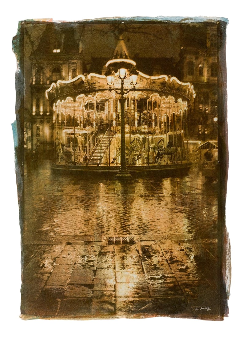 Ian Sanderson, Carousel, 2010, Photographic Print: Carrousel - Signed limited edition archival pigment print - Edition of 8 Photography and Bichromate print : 2010 Pigment print : 2020 The author has left visible watercolour paint marks on the