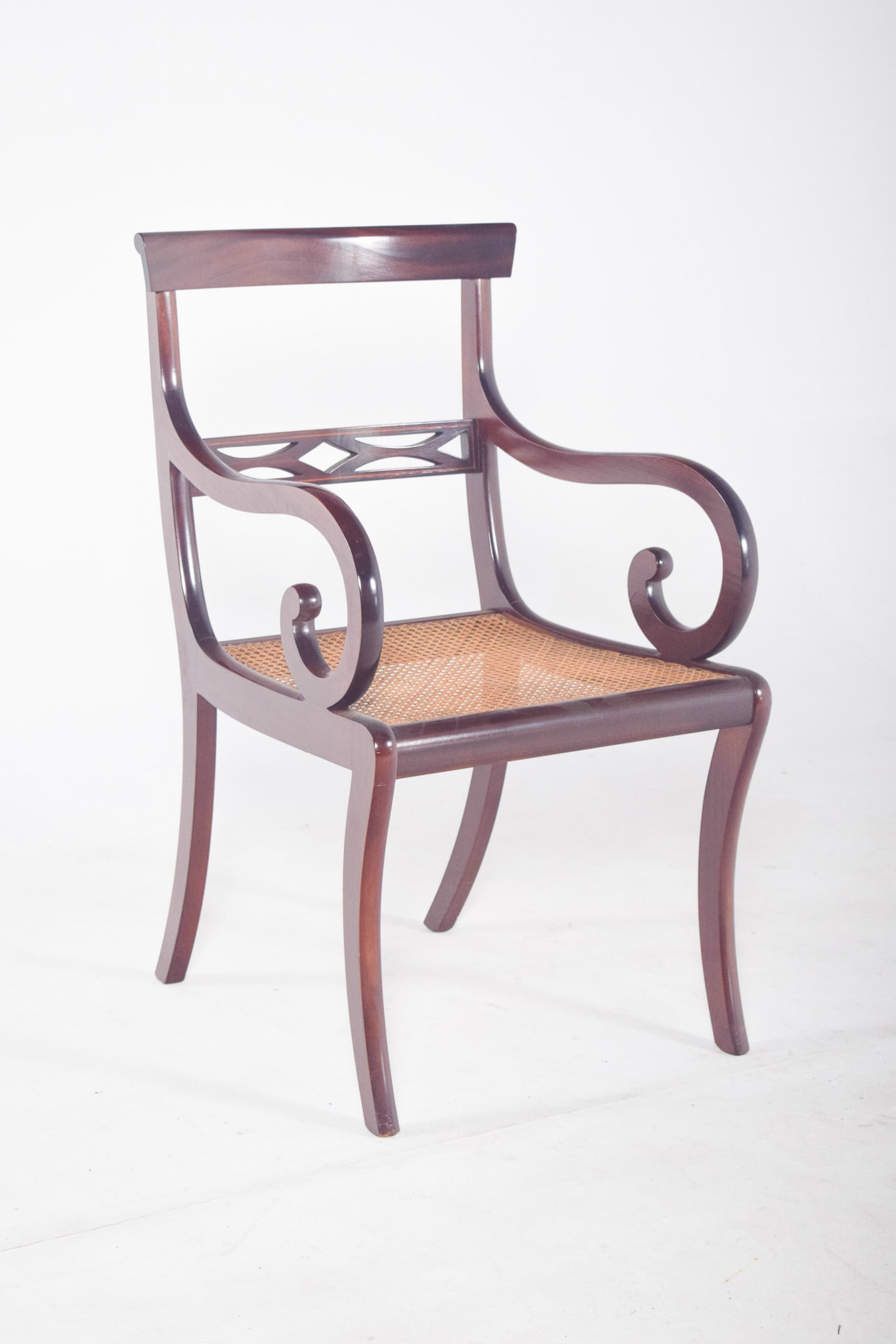 English Mahogany Armchair with Straw Seat, 1890s - 2