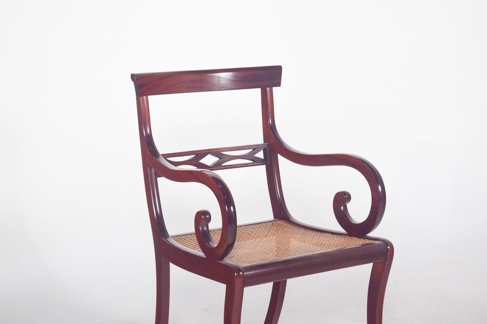 English Mahogany Armchair with Straw Seat, 1890s - 3