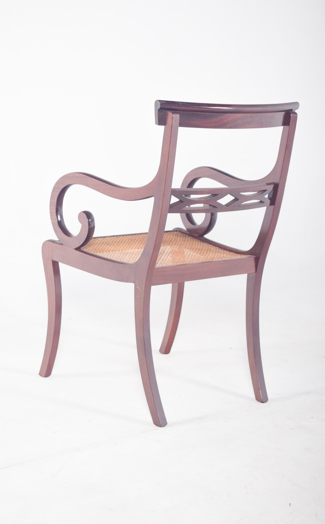 English Mahogany Armchair with Straw Seat, 1890s - 5