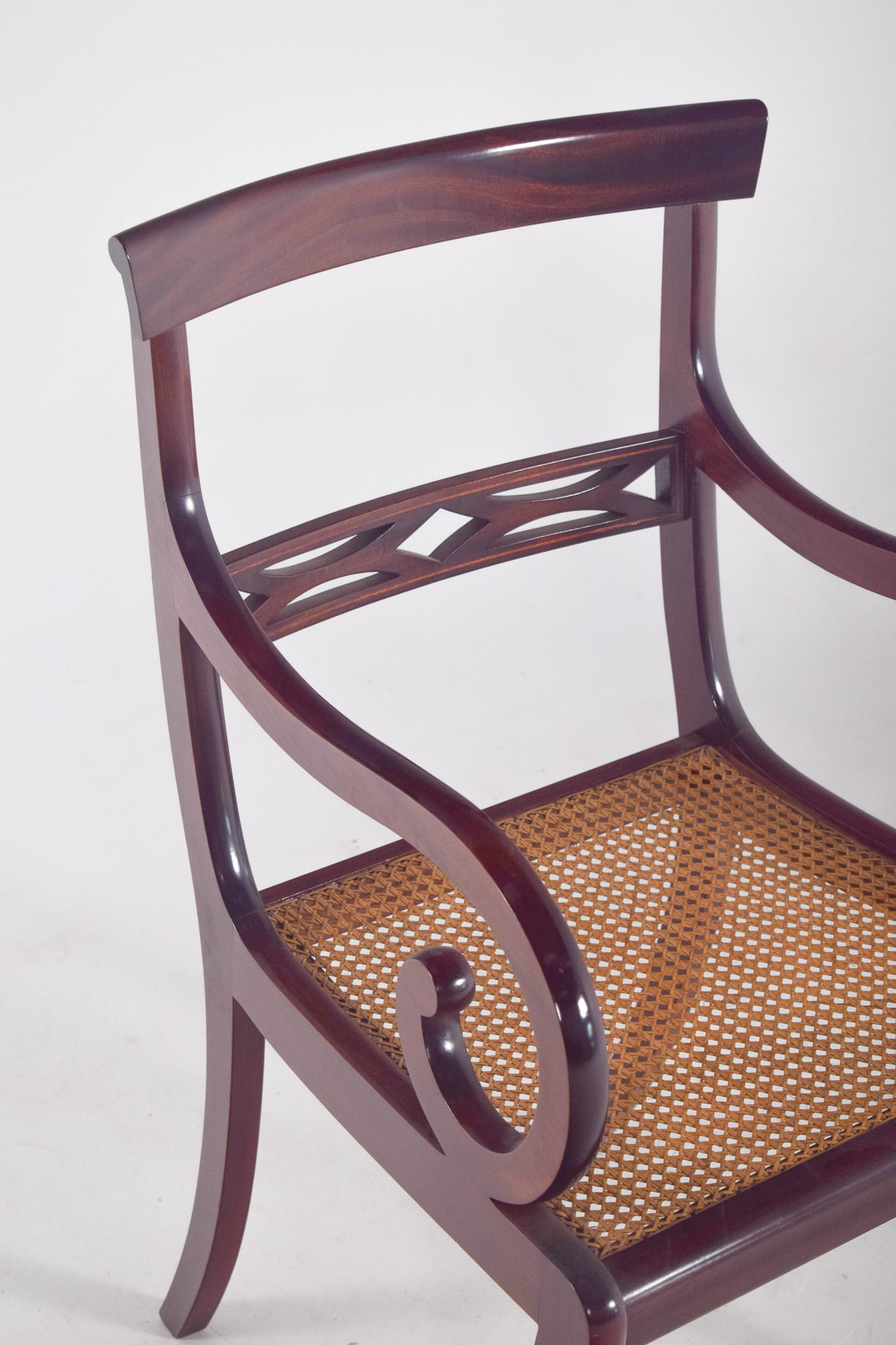 English Mahogany Armchair with Straw Seat, 1890s - 7