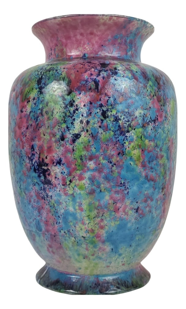 Earthenware Vase from the Morvan Region, 1970: Important earthenware vase from the Morvan region / Production workshop in Tamnay en Bazois, Morvan.Boldly colored vase. Height 38 cm, Diameter approximately 25 cm.In very good condition. Country of