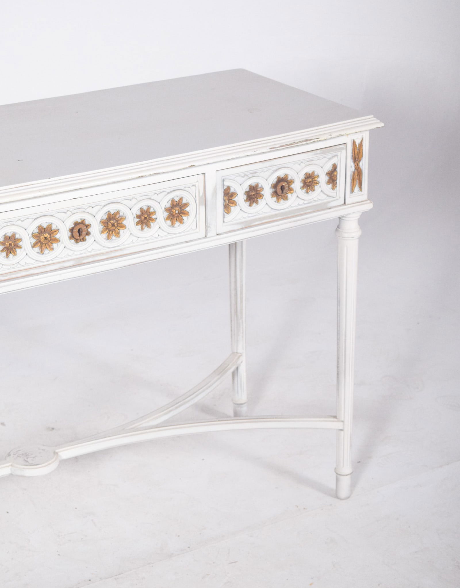 Portuguese White Painted Console with Gilding, 1890s - 4