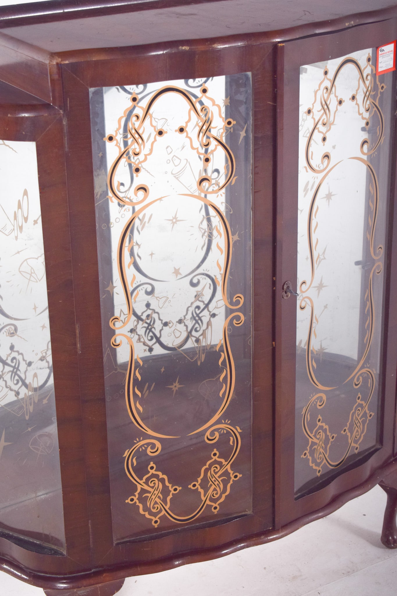 Portuguese Showcase Cabinet with Gold-Plated Glass - 9