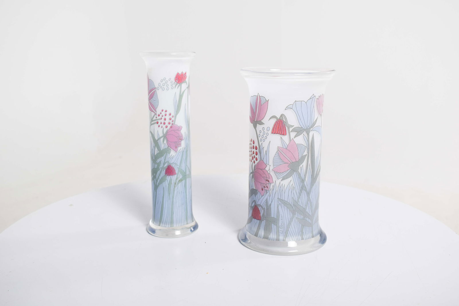 Painted Glass Jars by W. Bauer, Germany, 1930, Set of 2 - 5