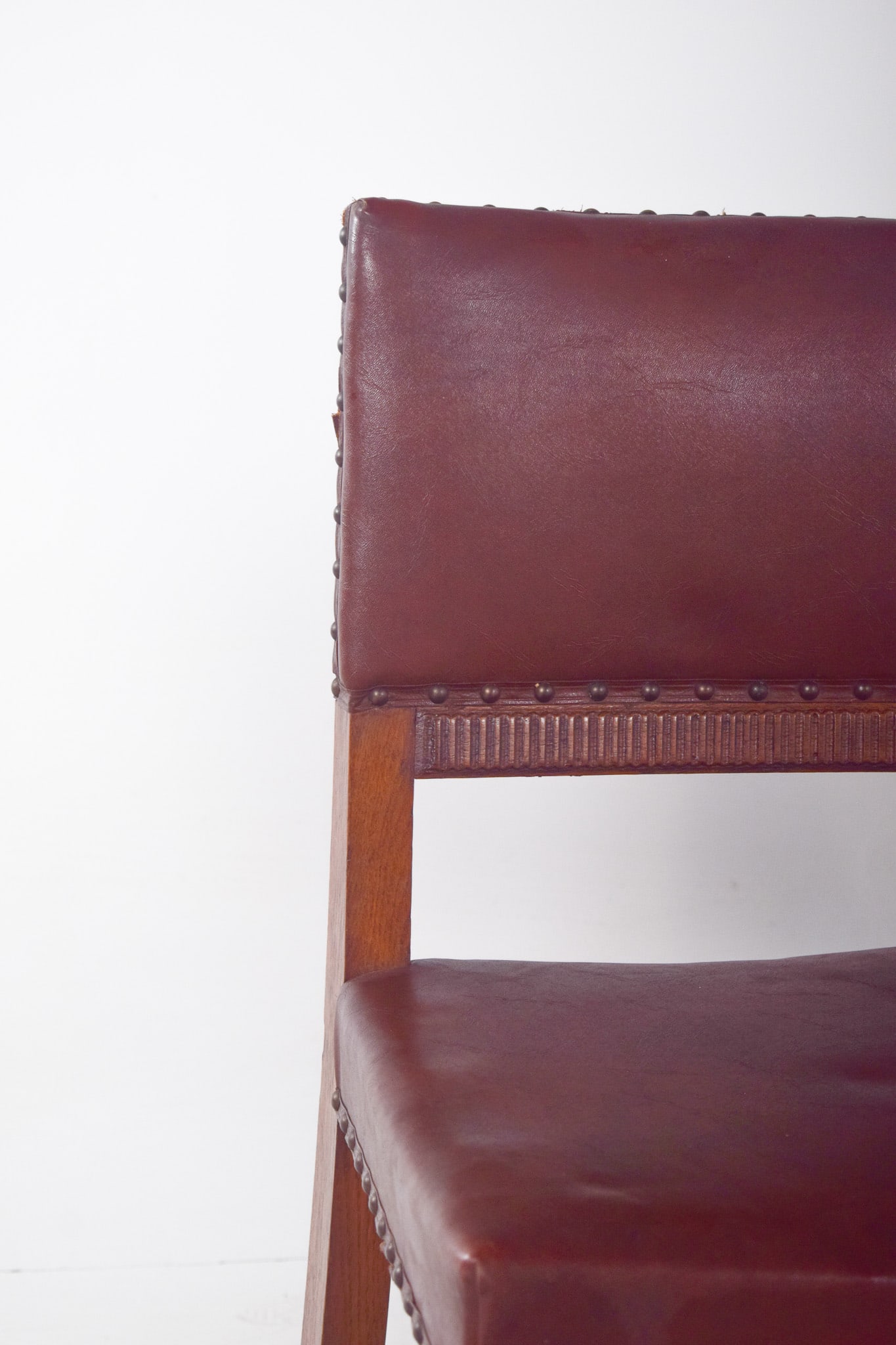 Chairs with Brown Leather Backs and Seats, Set of 6 - 3